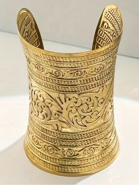 Gold-Tone Engraved Wide Cuff Bracelet western bracelet Cowgirl Southwestern